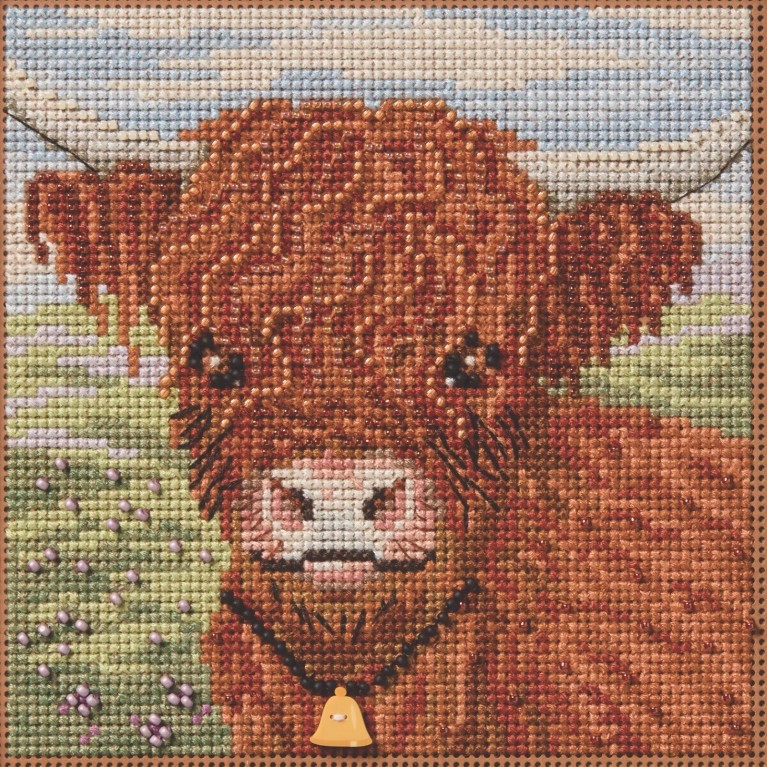 Highland Cow Cross Stitch Kit Mill Hill 2025 Buttons & Beads Spring MH142512