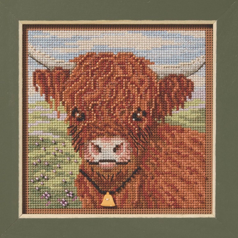 Highland Cow Cross Stitch Kit Mill Hill 2025 Buttons & Beads Spring MH142512