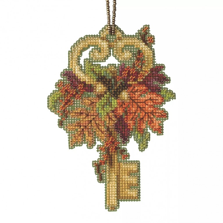 Autumn Key Cross Stitch Ornament Kit Mill Hill 2021 Antique Keys Trilogy